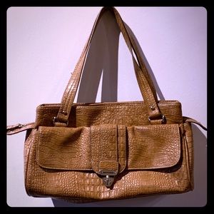 Sag harbor Tan Purse faux leather gator skin